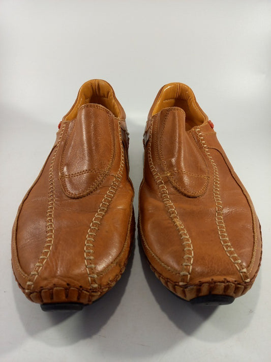 Pikolinos Tan Leather Slip On Moccasin Driving Loafer Size 7 VGC