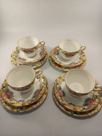 aynsley roses 4x cups saucers and side plates milk jug sugar bowl large plate