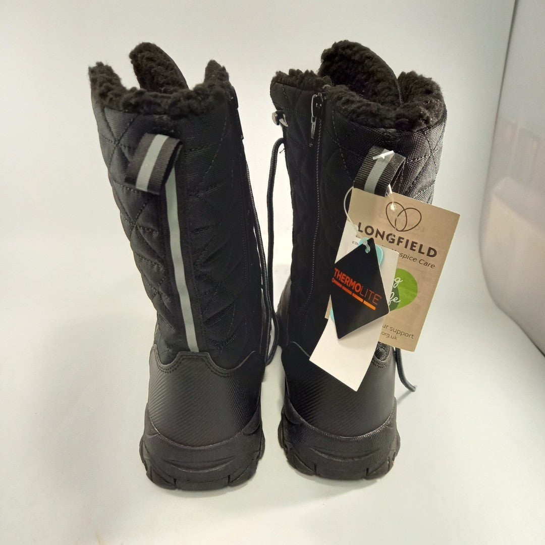 Lands End Thermolite Black Boots Faux Fur Water Resistant UK 6.5 BNWT