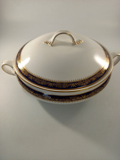 aynsley balmoral lidded serving dish tureen white navy gold