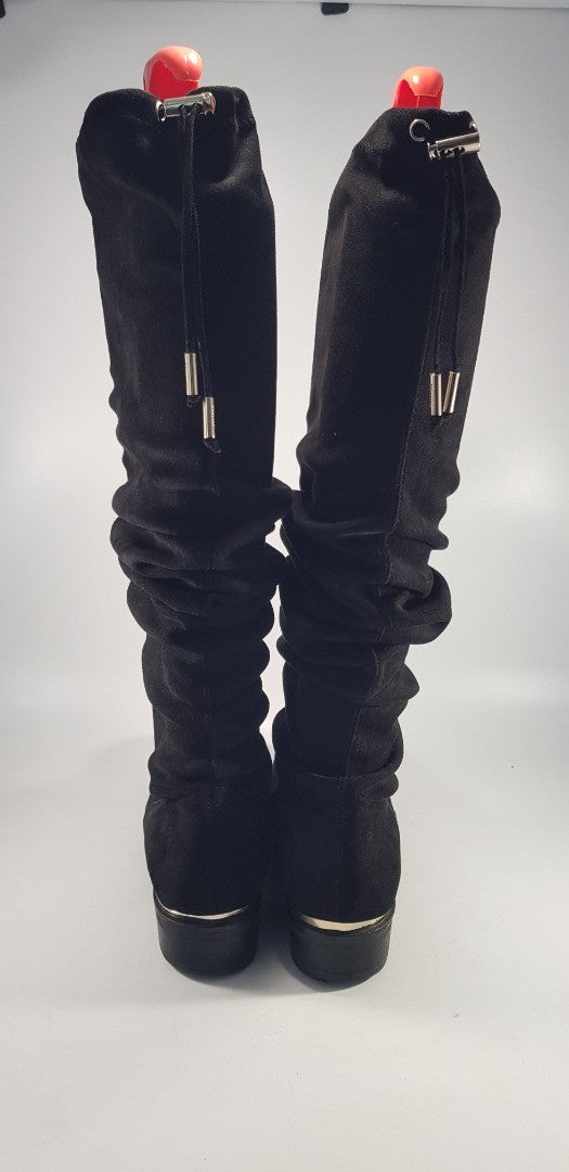 Dune Leather Black Slouch Knee High Boots 011taliah Size 6 Excellent Condition