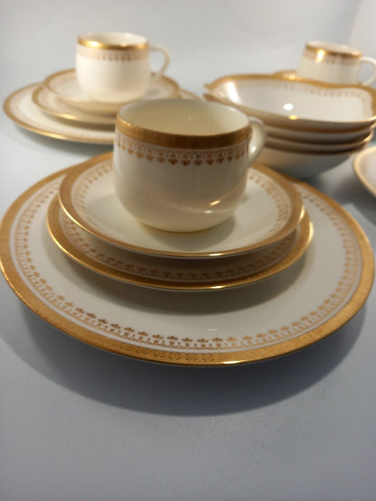 seyei shellbone china tea set gold lace 4x settings cup saucer side plate bowls