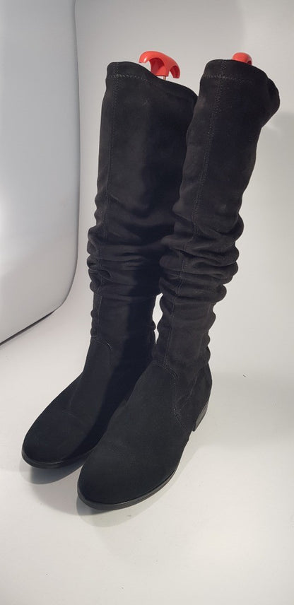 Dune Leather Black Slouch Knee High Boots 011taliah Size 6 Excellent Condition