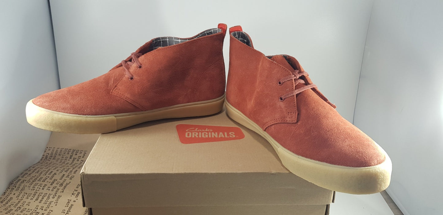 Clarks Originals Desert Vulc Rust Orange Leather  Boots Size 9.5G  BNIB