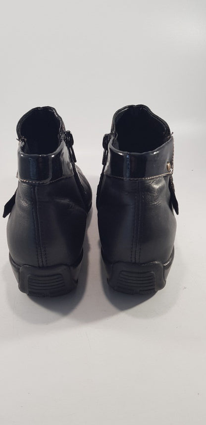 Remonte Black Leather Zip Up Ankle Boots Size 6 Excellent Condition