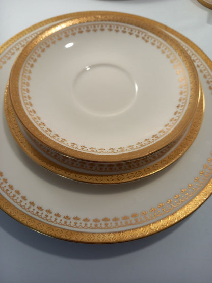 seyei shellbone china tea set gold lace 4x settings cup saucer side plate bowls