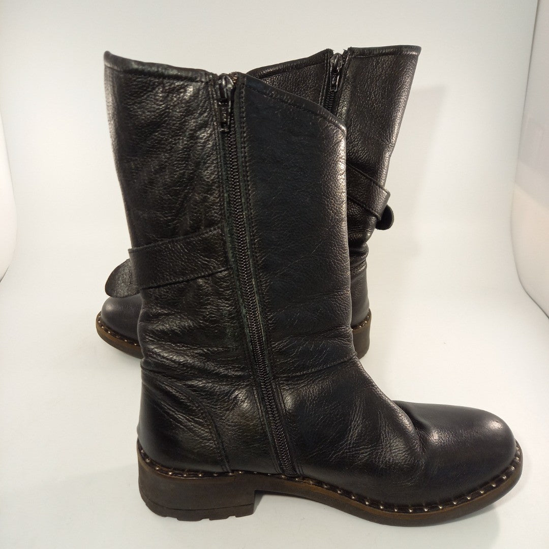 Les Tropeziennes Par M Belarbi Black Biker Boots With Buckles UK 37 EU 37 Good