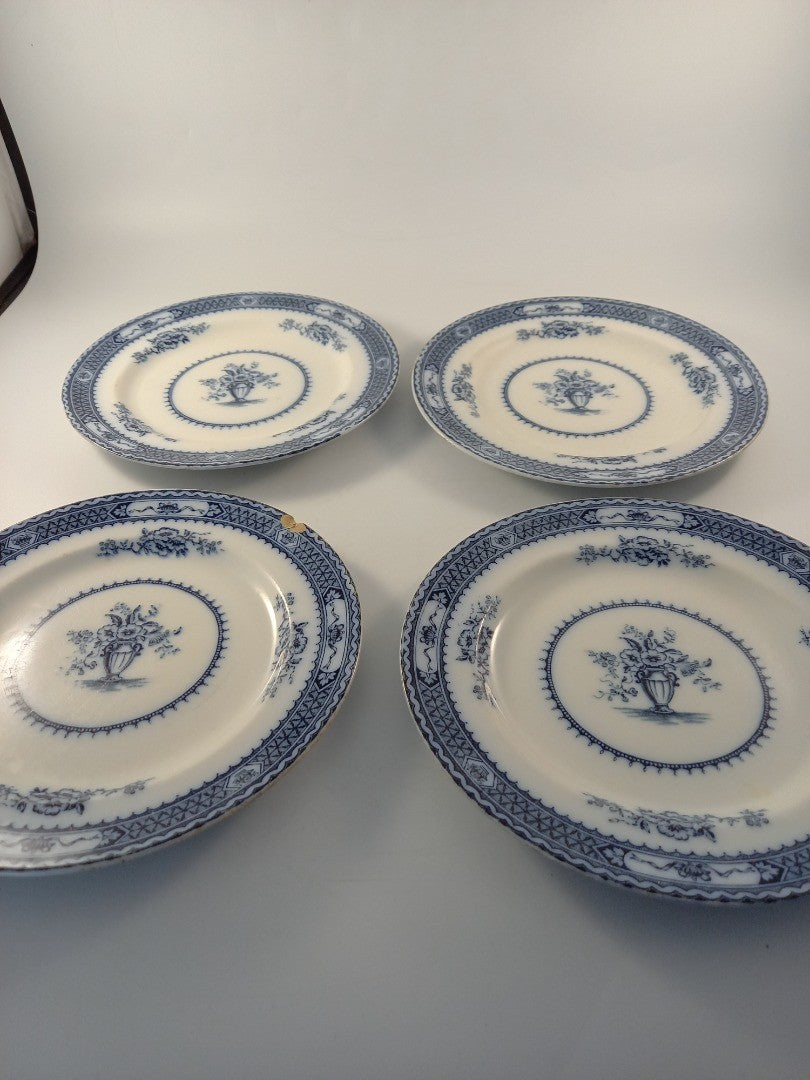 wood and son plates x4 warwick blue and white floral