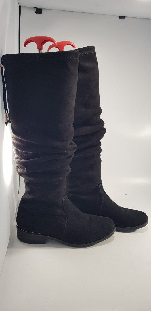 Dune Leather Black Slouch Knee High Boots 011taliah Size 6 Excellent Condition