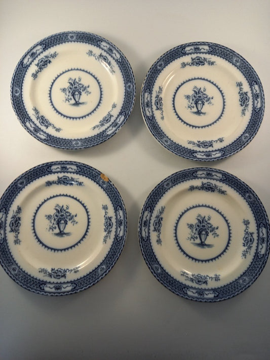 wood and son plates x4 warwick blue and white floral