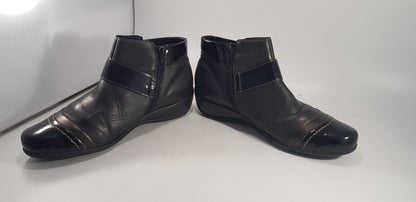 Remonte Black Leather Zip Up Ankle Boots Size 6 Excellent Condition