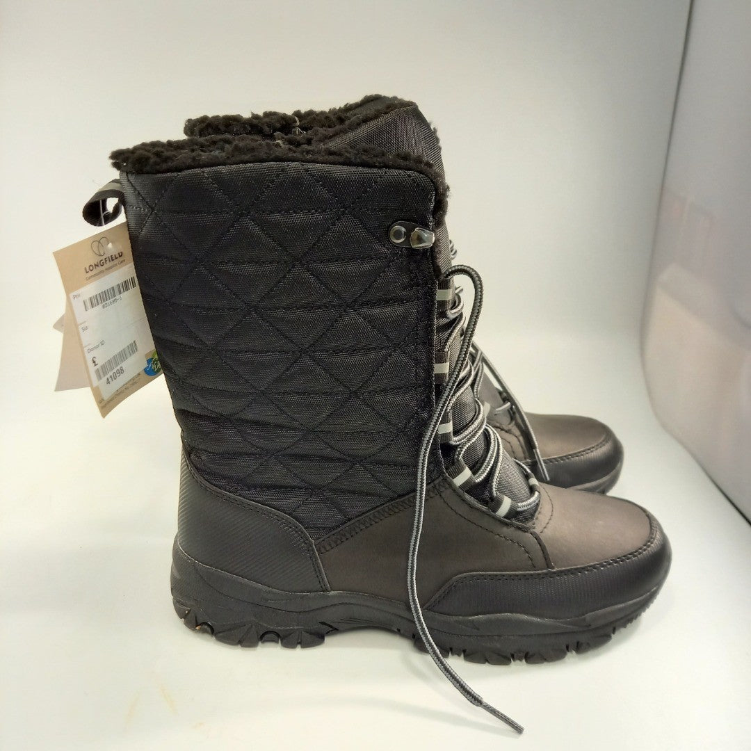 Lands End Thermolite Black Boots Faux Fur Water Resistant UK 6.5 BNWT