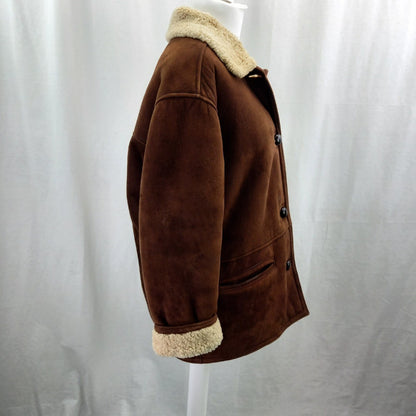 Lakeland Real Sheepskin Brown Leather Jacket Womens UK L Good