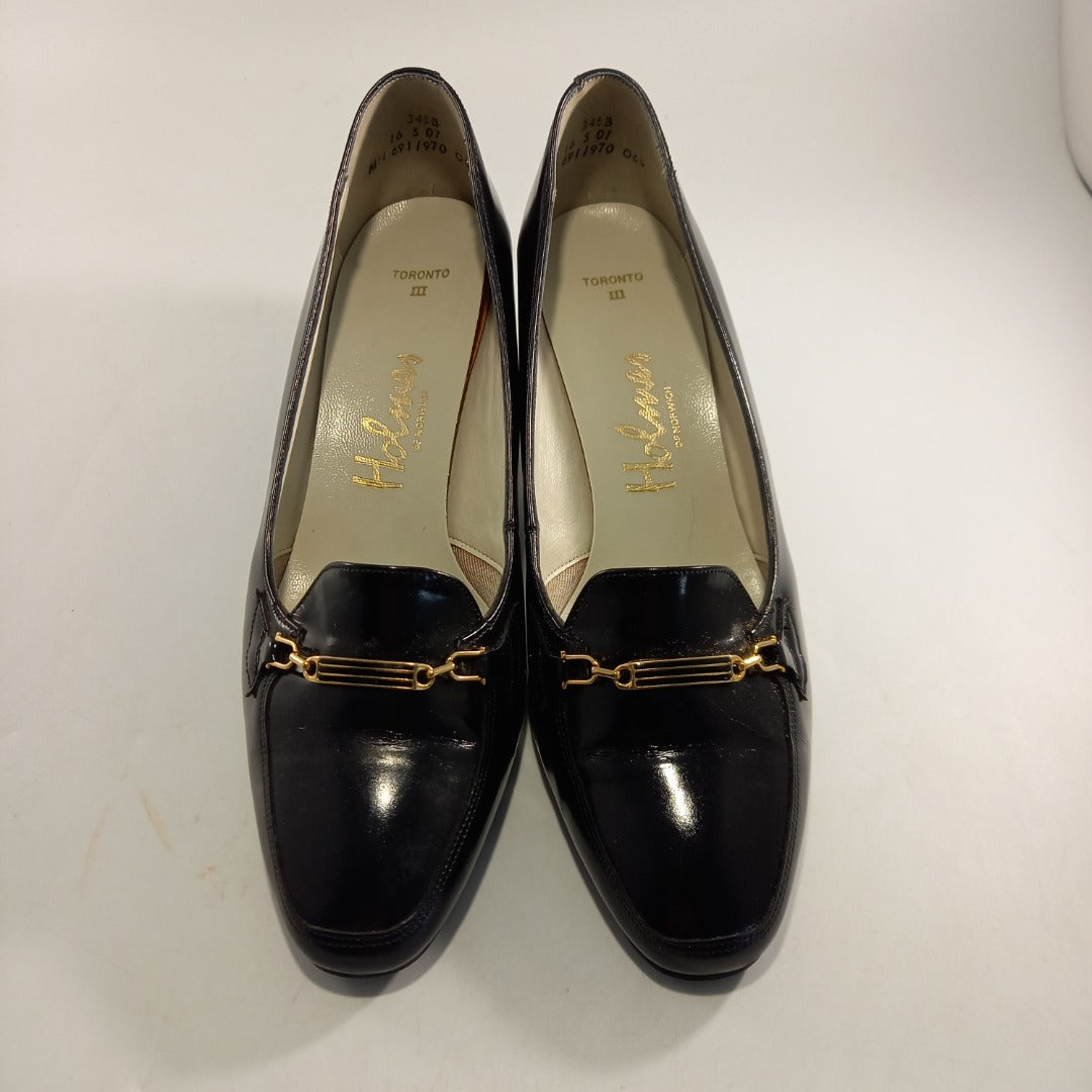 Holmes Of Norwich Leather Black Heels Slip On UK 5 Good