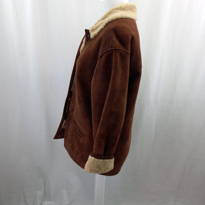 Lakeland Real Sheepskin Brown Leather Jacket Womens UK L Good