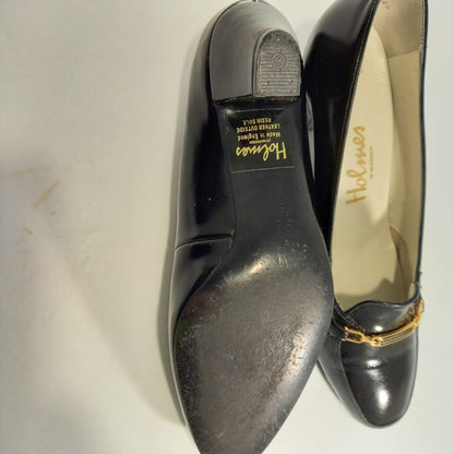 Holmes Of Norwich Leather Black Heels Slip On UK 5 Good