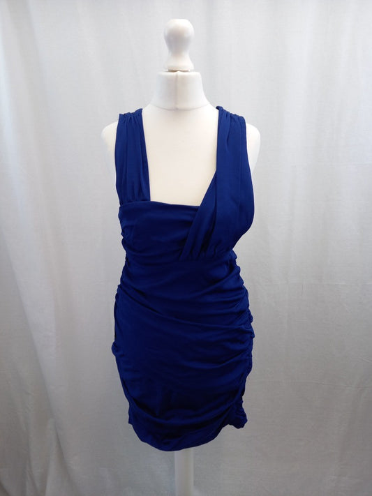 reiss dress blue and black 8 lexia style rouched sides and straps size 8 BNWT