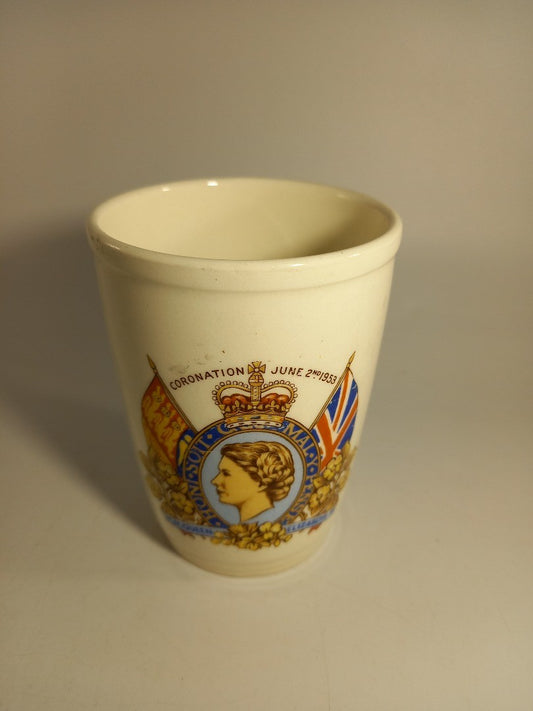 Queen Elizabeth II 1953 Coronation Official Royal Commemorative Ceramic Beaker