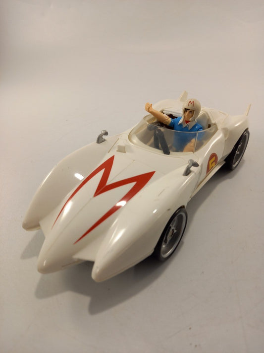 mattel toy car hotwheels speed racer white red race car with driver figurer