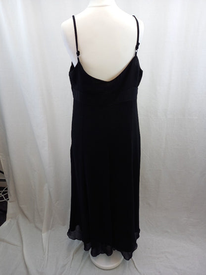 per una black dress 14 long sequin front adjustable straps midi length BNWT