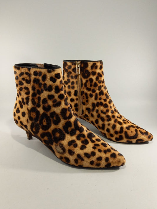 Taryn Rose Leopard Print Cow Hair Leather Kitten Heel Ankle Boots - UK 6.5