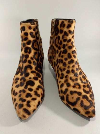 Taryn Rose Leopard Print Cow Hair Leather Kitten Heel Ankle Boots - UK 6.5