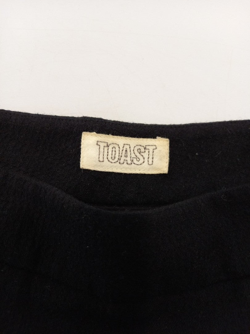 toast black trousers size 10 wool mix with pockets textured fabric