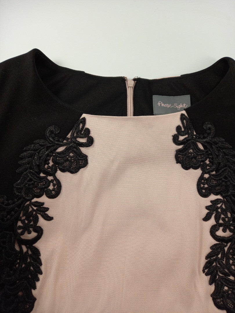 phase eight black and pink dress size 16 lace detail cap sleeves