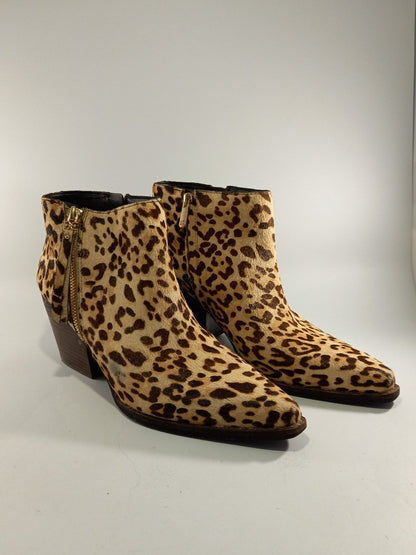 Sam Edelman Leopard Print Ankle Cow Hair Leather Cowboy Boots - UK 6.5