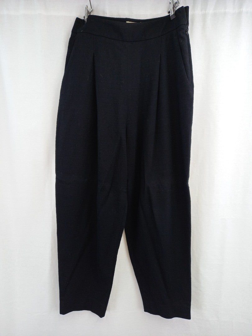 toast black trousers size 10 wool mix with pockets textured fabric