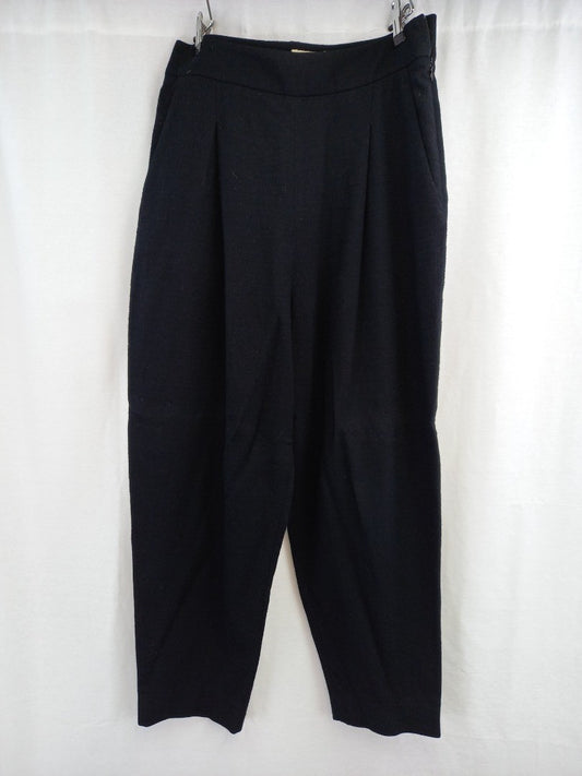 toast black trousers size 10 wool mix with pockets textured fabric