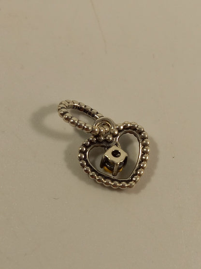 Pandora 925 Sterling Silver Heart November Birthstone Dangle Bracelet Charm