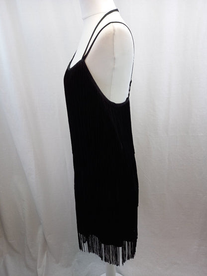 coast black tassel dress size 12 tiered fringe party prom adjustable straps