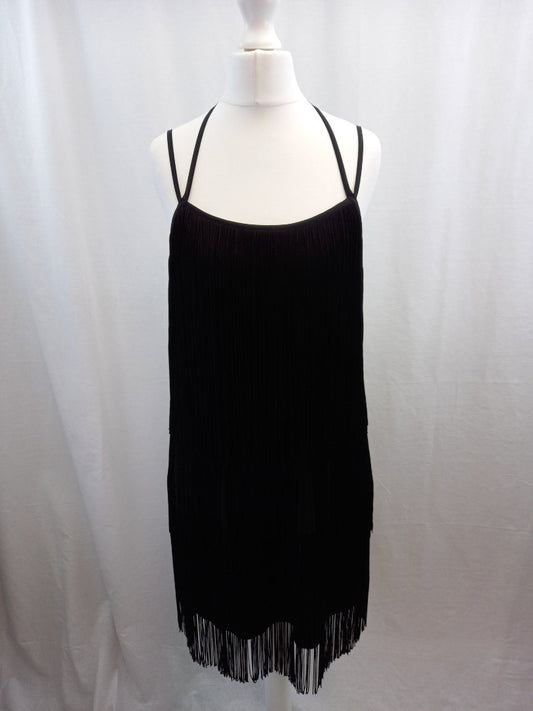 coast black tassel dress size 12 tiered fringe party prom adjustable straps