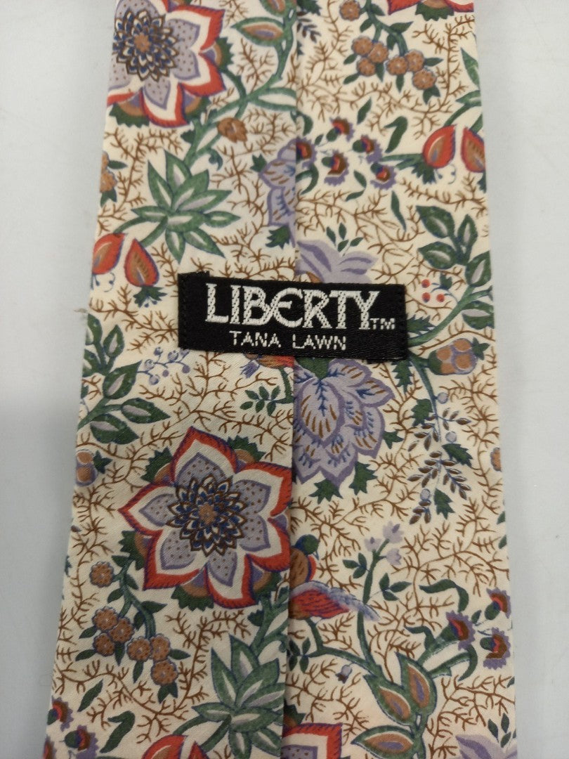 liberty tie lawn cotton floral print cream green blue soft red