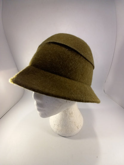 nordstrom hat green wool with bow on side cloche style