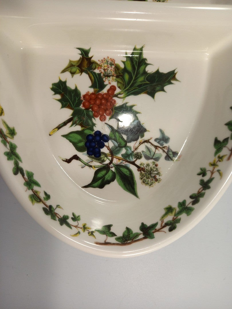 portmerion holly and ivy fire & ice divided serving dish 2 compartments oval