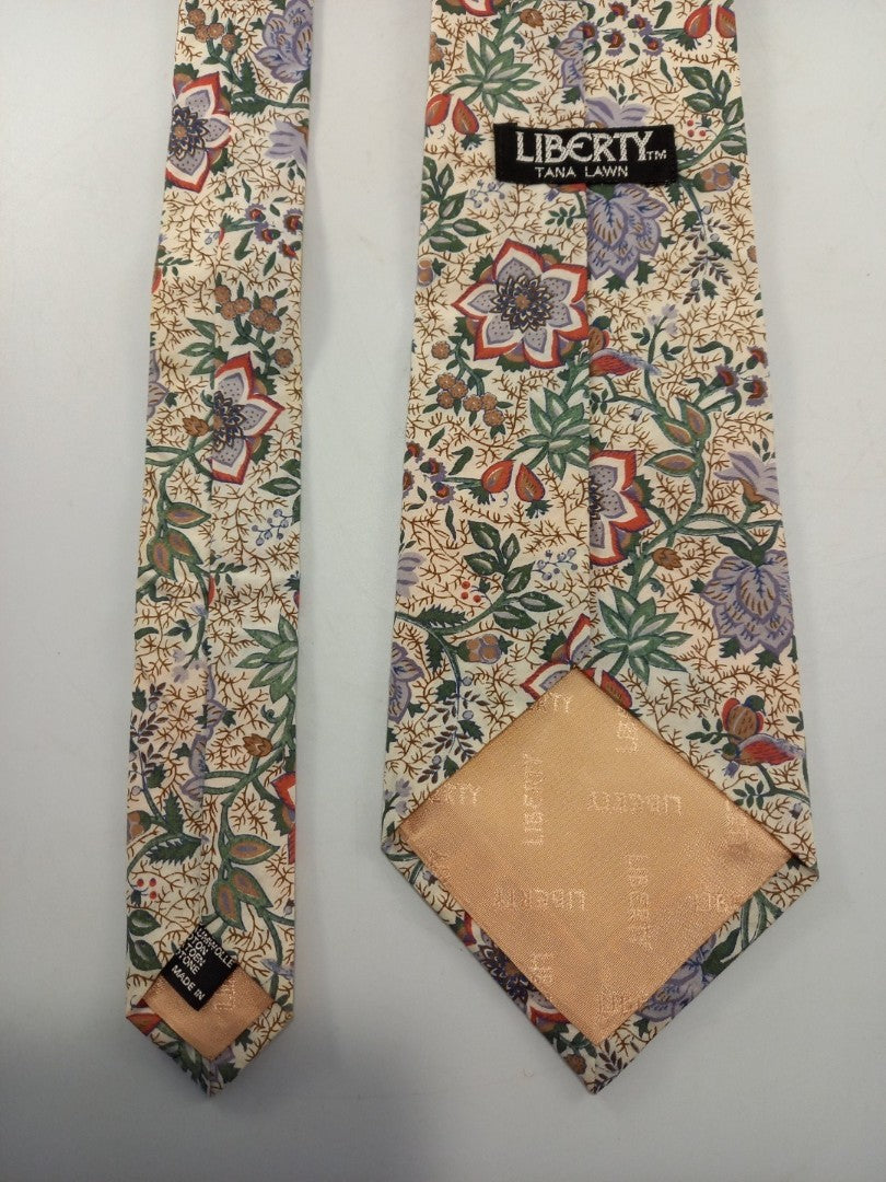 liberty tie lawn cotton floral print cream green blue soft red