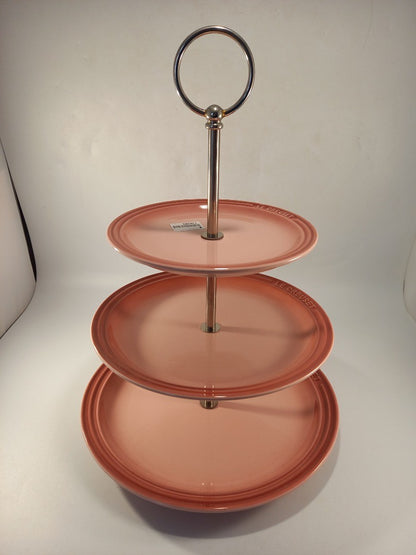 le creuset cakestand pink 3 three tier stand with silver centre