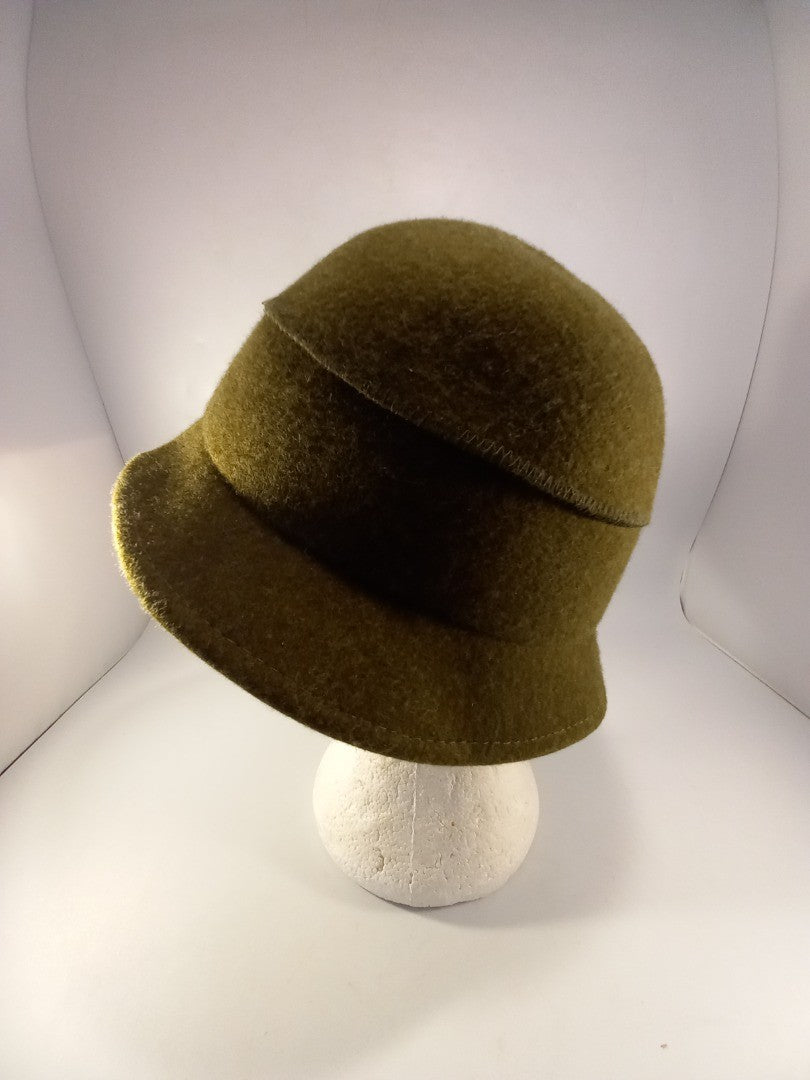 nordstrom hat green wool with bow on side cloche style