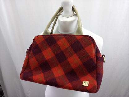 House of Tweed Red Burgundy Wool Mix Medium Handbag Nearly New