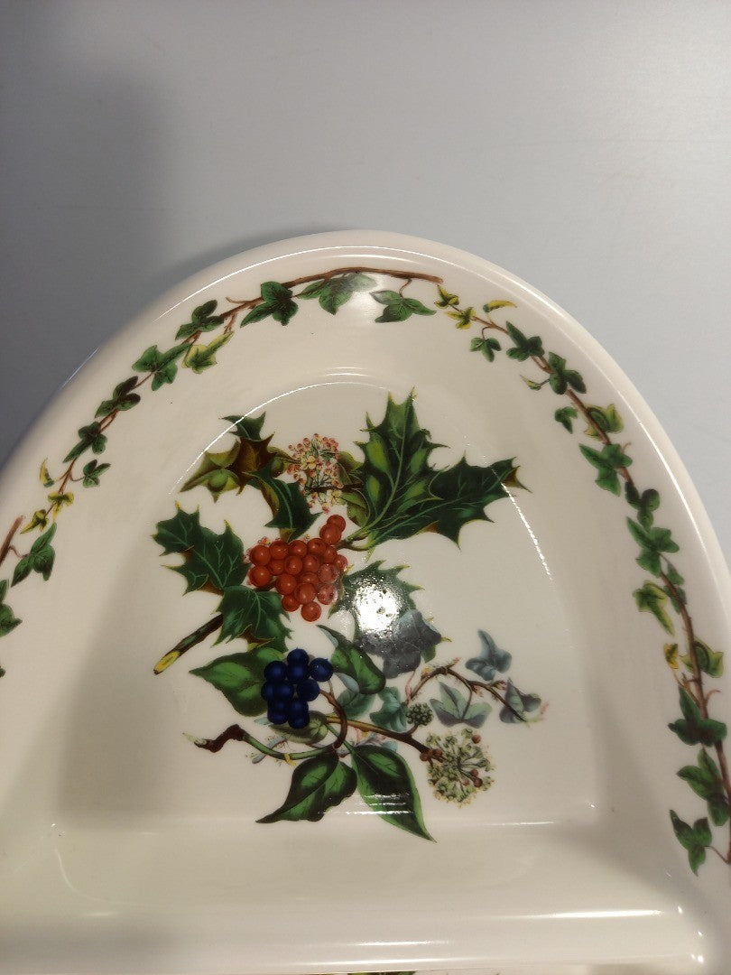 portmerion holly and ivy fire & ice divided serving dish 2 compartments oval