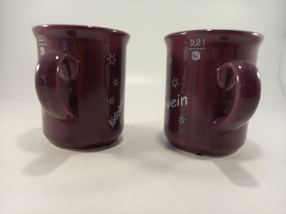 Rüdesheimer Weihnachtsmarkt Adolfs Glühwein 2002 Purple Mugs x2 Vintage VGC