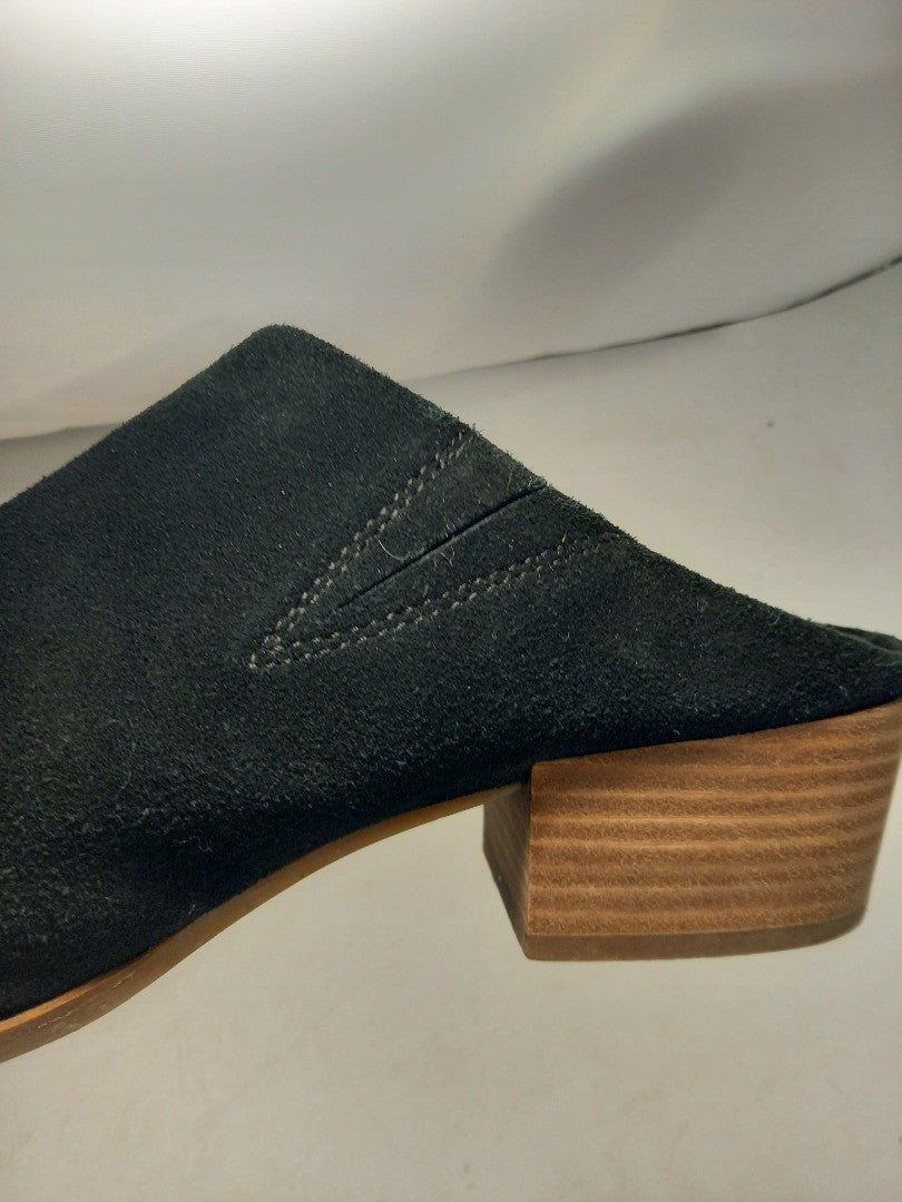 Lucky Brand Black Suede Mules Slip On  Block Heel Size 6 Nearly New