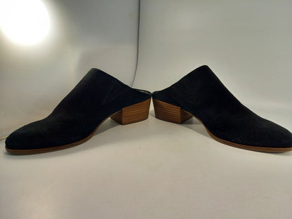 Lucky Brand Black Suede Mules Slip On  Block Heel Size 6 Nearly New