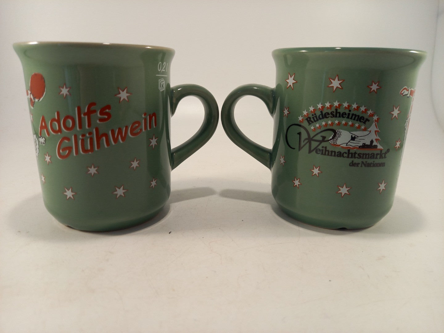 Rudesheimer Weihnachts Market Adolfs Gluhwein Sage Mug x2 Vintage VGC