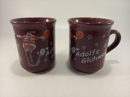 Rüdesheimer Weihnachtsmarkt Adolfs Glühwein 2002 Purple Mugs x2 Vintage VGC