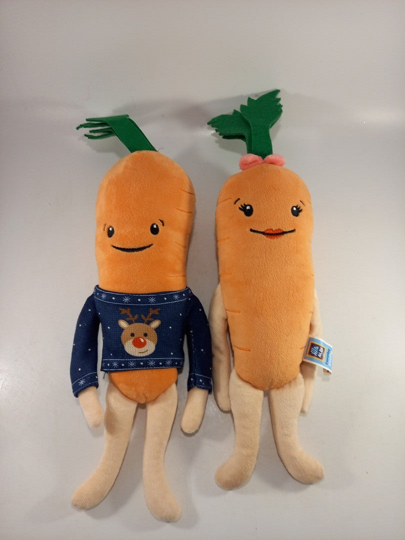 Aldi Christmas Carrots Pair Small 13" Soft Toys Good Condition