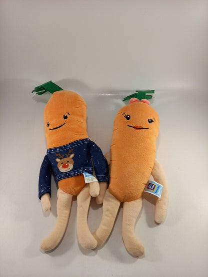 Aldi Christmas Carrots Pair Small 13" Soft Toys Good Condition