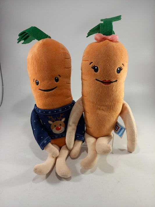 Aldi Christmas Carrots Pair Small 13" Soft Toys Good Condition